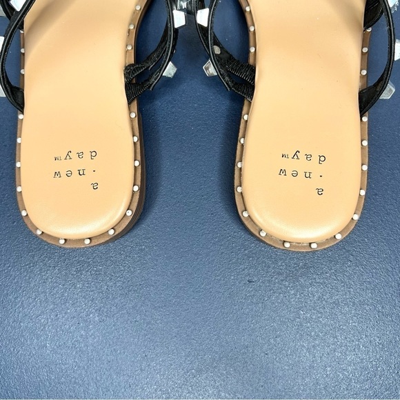 A New Day Black Hollis Embellished Slide Slip On Studded Sandal Size 6 - Picture 12 of 15